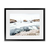 Shop Boats In The Bay Photo Art Print-Blue, Coastal, Landscape, Photography, View All, White-framed poster wall decor artwork