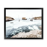 Shop Boats In The Bay Photo Art Print-Blue, Coastal, Landscape, Photography, View All, White-framed poster wall decor artwork