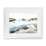 Shop Boats In The Bay Photo Art Print-Blue, Coastal, Landscape, Photography, View All, White-framed poster wall decor artwork