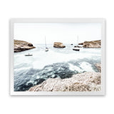 Shop Boats In The Bay Photo Art Print-Blue, Coastal, Landscape, Photography, View All, White-framed poster wall decor artwork