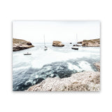 Shop Boats In The Bay Photo Art Print-Blue, Coastal, Landscape, Photography, View All, White-framed poster wall decor artwork