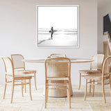 Shop Surfer On The Sand (Square) Canvas Art Print-Black, Boho, Coastal, Grey, People, Photography Canvas Prints, Square, Tropical, View All, White-framed wall decor artwork