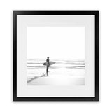 Shop Surfer On The Sand (Square) Photo Art Print-Black, Boho, Coastal, Grey, People, Photography, Square, Tropical, View All, White-framed poster wall decor artwork