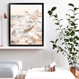 Shop Santorini Sunset I Photo Art Print-Amalfi Coast Italy, Boho, Coastal, Greece, Neutrals, Orange, Photography, Pink, Portrait, View All-framed poster wall decor artwork