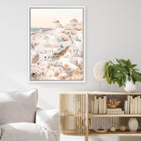 Shop Santorini Sunset I Photo Canvas Art Print-Amalfi Coast Italy, Boho, Coastal, Greece, Neutrals, Orange, Photography, Photography Canvas Prints, Pink, Portrait, View All-framed wall decor artwork