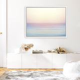 Shop Pastel Sunset Photo Canvas Art Print-Blue, Coastal, Horizontal, Landscape, Photography, Photography Canvas Prints, Pink, Rectangle, View All, Yellow-framed wall decor artwork