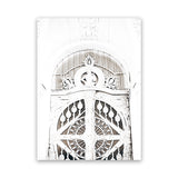 Shop Ornate White Gates Photo Canvas Art Print-Boho, Moroccan Days, Neutrals, Photography, Photography Canvas Prints, Portrait, View All, White-framed wall decor artwork