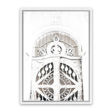 Shop Ornate White Gates Photo Canvas Art Print-Boho, Moroccan Days, Neutrals, Photography, Photography Canvas Prints, Portrait, View All, White-framed wall decor artwork