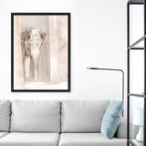 Shop Elephant Steps Photo Canvas Art Print-Animals, Baby Nursery, Boho, Moroccan Days, Neutrals, Photography, Photography Canvas Prints, Pink, Portrait, View All-framed wall decor artwork