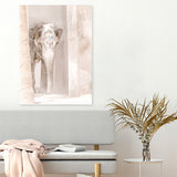Shop Elephant Steps Photo Canvas Art Print-Animals, Baby Nursery, Boho, Moroccan Days, Neutrals, Photography, Photography Canvas Prints, Pink, Portrait, View All-framed wall decor artwork