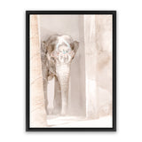 Shop Elephant Steps Photo Canvas Art Print-Animals, Baby Nursery, Boho, Moroccan Days, Neutrals, Photography, Photography Canvas Prints, Pink, Portrait, View All-framed wall decor artwork