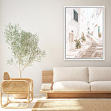 Shop Ostuni Laneway I Photo Canvas Art Print-Amalfi Coast Italy, Boho, Coastal, Neutrals, Photography, Photography Canvas Prints, Portrait, View All, White-framed wall decor artwork