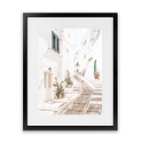 Shop Ostuni Laneway I Photo Art Print-Amalfi Coast Italy, Boho, Coastal, Neutrals, Photography, Portrait, View All, White-framed poster wall decor artwork