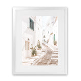 Shop Ostuni Laneway I Photo Art Print-Amalfi Coast Italy, Boho, Coastal, Neutrals, Photography, Portrait, View All, White-framed poster wall decor artwork