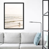 Shop Going Surfing Photo Canvas Art Print-Coastal, Neutrals, Photography, Photography Canvas Prints, Portrait, View All-framed wall decor artwork