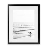 Shop Going Surfing B&W Photo Art Print-Black, Coastal, Grey, Neutrals, Photography, Portrait, View All, White-framed poster wall decor artwork