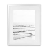 Shop Going Surfing B&W Photo Art Print-Black, Coastal, Grey, Neutrals, Photography, Portrait, View All, White-framed poster wall decor artwork