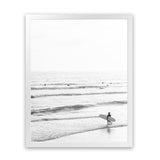 Shop Going Surfing B&W Photo Art Print-Black, Coastal, Grey, Neutrals, Photography, Portrait, View All, White-framed poster wall decor artwork