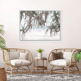 Shop Pandanus Palm Beach Photo Canvas Art Print-Botanicals, Coastal, Green, Landscape, Nature, Photography, Photography Canvas Prints, Tropical, View All-framed wall decor artwork