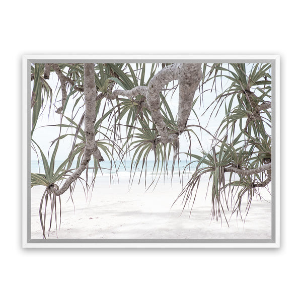 Shop Pandanus Palm Beach Photo Canvas Art Print-Botanicals, Coastal, Green, Landscape, Nature, Photography, Photography Canvas Prints, Tropical, View All-framed wall decor artwork