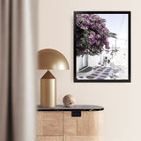 Shop Mykonos Laneway Photo Art Print-Boho, Coastal, Florals, Greece, Photography, Pink, Portrait, Purple, View All-framed poster wall decor artwork