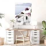 Shop Santorini Views Photo Canvas Art Print-Boho, Coastal, Florals, Greece, Photography, Photography Canvas Prints, Pink, Portrait, Purple, View All, White-framed wall decor artwork