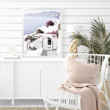 Shop Santorini Views Photo Art Print-Boho, Coastal, Florals, Greece, Photography, Pink, Portrait, Purple, View All, White-framed poster wall decor artwork