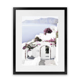 Shop Santorini Views Photo Art Print-Boho, Coastal, Florals, Greece, Photography, Pink, Portrait, Purple, View All, White-framed poster wall decor artwork