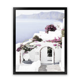 Shop Santorini Views Photo Art Print-Boho, Coastal, Florals, Greece, Photography, Pink, Portrait, Purple, View All, White-framed poster wall decor artwork