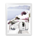 Shop Santorini Views Photo Art Print-Boho, Coastal, Florals, Greece, Photography, Pink, Portrait, Purple, View All, White-framed poster wall decor artwork