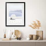 Shop Santorini Views II Photo Art Print-Coastal, Greece, Photography, Portrait, Purple, View All, White-framed poster wall decor artwork