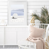 Shop Santorini Views II Photo Art Print-Coastal, Greece, Photography, Portrait, Purple, View All, White-framed poster wall decor artwork