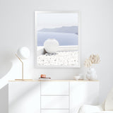 Shop Santorini Views II Photo Art Print-Coastal, Greece, Photography, Portrait, Purple, View All, White-framed poster wall decor artwork