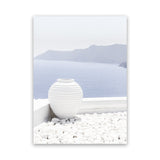 Shop Santorini Views II Photo Canvas Art Print-Coastal, Greece, Photography, Photography Canvas Prints, Portrait, Purple, View All, White-framed wall decor artwork
