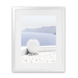 Shop Santorini Views II Photo Art Print-Coastal, Greece, Photography, Portrait, Purple, View All, White-framed poster wall decor artwork