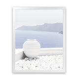 Shop Santorini Views II Photo Art Print-Coastal, Greece, Photography, Portrait, Purple, View All, White-framed poster wall decor artwork