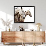 Shop Cream Horses Photo Art Print-Animals, Brown, Landscape, Photography, View All, White-framed poster wall decor artwork