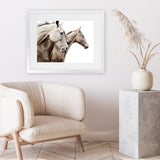 Shop Cream Horses Photo Art Print-Animals, Brown, Landscape, Photography, View All, White-framed poster wall decor artwork