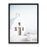 Shop Santorini Summer I Photo Canvas Art Print-Boho, Coastal, Greece, Photography, Photography Canvas Prints, Portrait, View All, White-framed wall decor artwork
