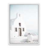 Shop Santorini Summer I Photo Canvas Art Print-Boho, Coastal, Greece, Photography, Photography Canvas Prints, Portrait, View All, White-framed wall decor artwork