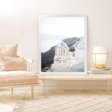 Shop Santorini Summer IV Photo Art Print-Blue, Coastal, Greece, Photography, Portrait, View All, White-framed poster wall decor artwork