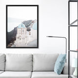 Shop Santorini Summer IV Photo Canvas Art Print-Blue, Coastal, Greece, Photography, Photography Canvas Prints, Portrait, View All, White-framed wall decor artwork