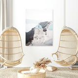 Shop Santorini Summer IV Photo Canvas Art Print-Blue, Coastal, Greece, Photography, Photography Canvas Prints, Portrait, View All, White-framed wall decor artwork