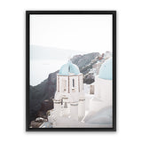 Shop Santorini Summer IV Photo Canvas Art Print-Blue, Coastal, Greece, Photography, Photography Canvas Prints, Portrait, View All, White-framed wall decor artwork