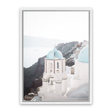 Shop Santorini Summer IV Photo Canvas Art Print-Blue, Coastal, Greece, Photography, Photography Canvas Prints, Portrait, View All, White-framed wall decor artwork
