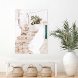 Shop Ostuni Laneway II Photo Canvas Art Print-Amalfi Coast Italy, Boho, Botanicals, Neutrals, Photography, Photography Canvas Prints, Pink, Portrait, View All-framed wall decor artwork