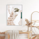 Shop Ostuni Laneway II Photo Canvas Art Print-Amalfi Coast Italy, Boho, Botanicals, Neutrals, Photography, Photography Canvas Prints, Pink, Portrait, View All-framed wall decor artwork