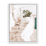 Shop Ostuni Laneway II Photo Canvas Art Print-Amalfi Coast Italy, Boho, Botanicals, Neutrals, Photography, Photography Canvas Prints, Pink, Portrait, View All-framed wall decor artwork