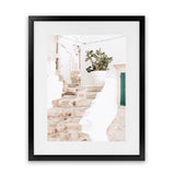 Shop Ostuni Laneway II Photo Art Print-Amalfi Coast Italy, Boho, Botanicals, Coastal, Neutrals, Photography, Pink, Portrait, View All-framed poster wall decor artwork