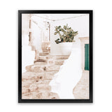 Shop Ostuni Laneway II Photo Art Print-Amalfi Coast Italy, Boho, Botanicals, Coastal, Neutrals, Photography, Pink, Portrait, View All-framed poster wall decor artwork